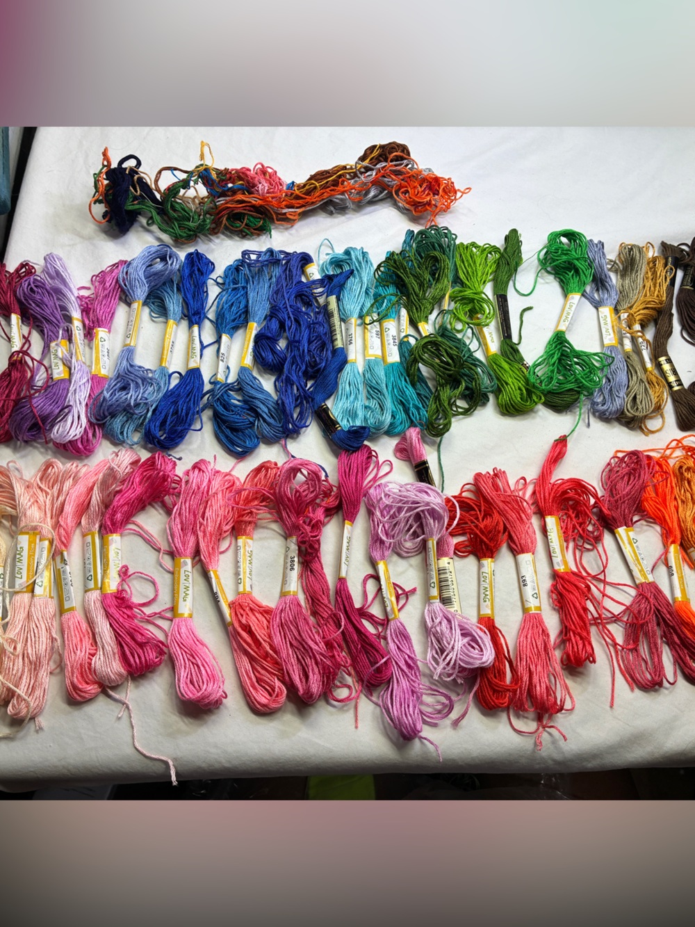 Lot Of 50 Skeins Embroidery Floss Various Brands & Colours